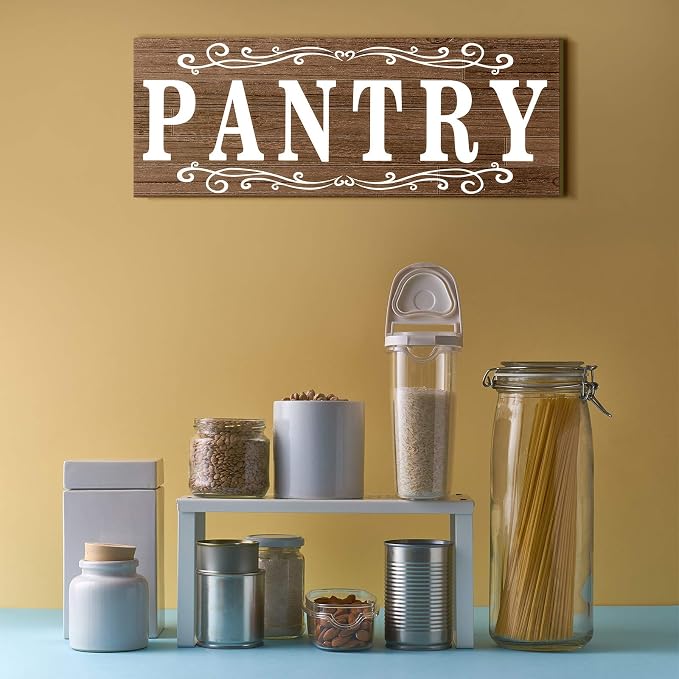Jetec Pantry Sign Wall Decor 16 x 6 Inch Farmhouse Wood Pantry Signs Rustic Retro Hanging Wooden Art Plaque Decorative for Kitchen Restaurant Door Room Home Decoration(Brown) - Image 7