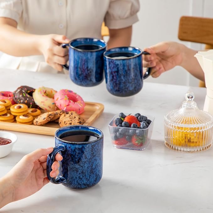vancasso STARRY Coffee Mugs Set, 16 oz Ceramic Coffee Cups for Americano Hot Tea Iced Coffee Cold Brew Cocoa Milk Stoneware Mugs Set of 6, Dishwasher & Microwave Safe, Blue - Image 7