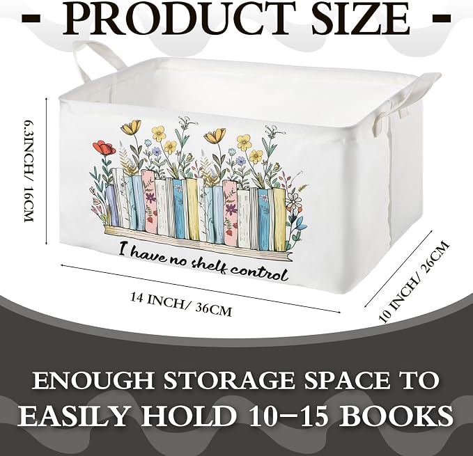Marsui Book Lover Gifts TBR Book Storage Basket to Be Read List Storage Bin Bookish Accessories Bookworm Gift for Club Members Student Teacher Reading Accessories (Multicolor,I Have No Shelf Control) - Image 3