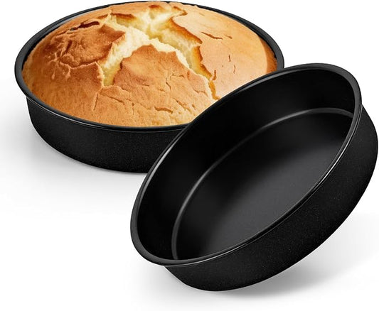 P&P CHEF 9 Inch Cake Pan Set of 2, 2 Pcs Nonstick Round Cake Baking Pans | Stainless Steel Core & Non-stick Coating, Layer Cakes Tin for Cooking, Ideal for Birthday Wedding, Oven & Dishwasher Safe by PPCHEF