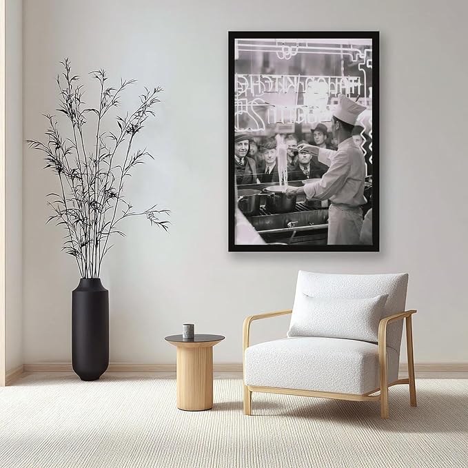 Chef Cooking Spaghetti, Italian Restaurant in New York 1930s, Black And White , Vintage, Retro Pasta Art, Kitchen Wall Decor Canvas Poster Wall Art Decor Print Picture Paintings for Living Room Bedroo - Image 7