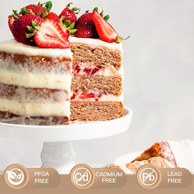 6 Inch Round Cake Pan Set for Baking with Healthy Parchment Paper, Nonstick Deeper Circle Cake Pans with Wider Grips, 3 Pieces Premium Layer Cake Tin, Cheesecake Mold, Huty Duty - Grey - Image 3