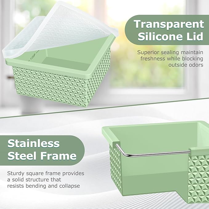 Silicone Freezer Tray with Lid-Stackable Soup Freezer Container Molds,2-Cup Ice Cube Trays for Perfect Portion Control,Food Storage & Meal Prep,Oven & Dishwasher Safe-4 Pack