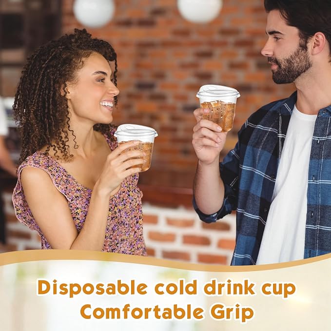 Ziliny 50 Sets Clear Plastic Coffee Cups with Sip Lids, Disposable Plastic PET Crystal Cups for Iced Coffee, Smoothie, Cold Beverage, Drink Shops and Party Catering (Clear,10 oz) - Image 7