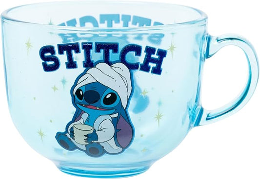 Silver Buffalo Lilo and Stitch Spa Day Glitter, Teacup Glass Mug, 16oz | Disney, Coffee, 0.47 Liters by SilverBuffalo