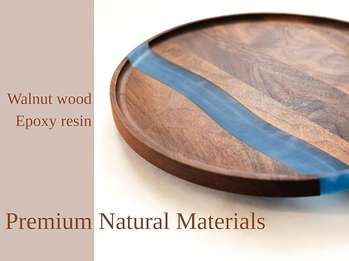 Walnut Wood & Epoxy Resin Rotating Tray – Decorative & Practical Lazy Susan Turntable for Coffee Table, Dining Table, Kitchen & Office – Elegant Wooden Centerpiece & Serving Organizer – Gift Idea - Image 2
