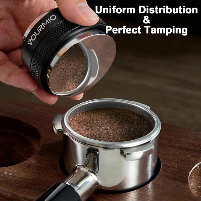 53mm Coffee Distributor and Tamper - Dual Head Coffee Leveler Compatible with Breville 54mm Portafilter, Depth Adjustable Espresso Hand Tampers, Barista Accessories