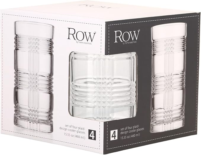 15.5 oz Highball Glasses Set of 4, Modern Ribbed Drinking Glasses, Clear Glass Tumblers for Water, Juice, Cocktails & Iced Tea, Heavy Base, Dishwasher Safe - Image 5