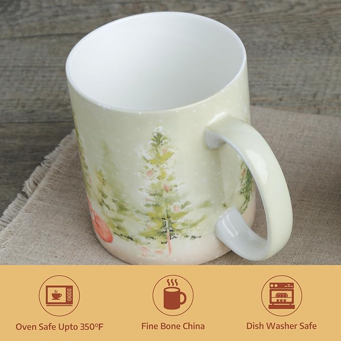 Maison d' Hermine Coffee Mug with Handles Tea Cups (12 Ounce, Pack of 1) | Fine Bone China Coffee Mugs for Hot Beverages Cappuccino Latte Home Restaurant Spring Summer -Winter Morning - Veluwezoom - Image 7