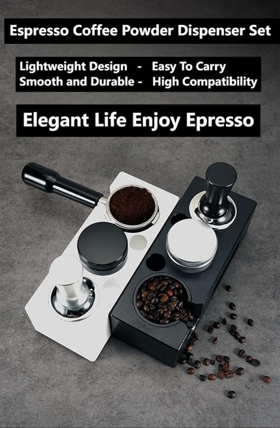 Coffee Tamper Station Set, 3-in-1 with 53mm Tamping Stand, Espresso Tamper and Coffee Distributor, Black