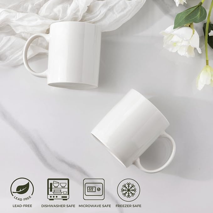 AmorArc 12oz Off White Coffee Mugs, Ceramic Coffee Mugs with Large Handle for Man, Woman, Light Weight Coffee Mugs Set for Latte/Cappuccino/Cocoa/Milk, Dishwasher & Microwave Safe, 36Pcs - Image 3
