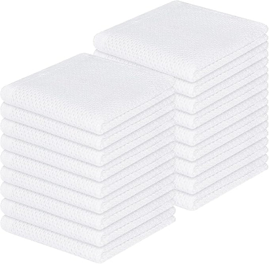 Homaxy 100% Cotton Waffle Weave Kitchen Dish Cloths 18-Pack, White | 12 x 12 Inches, Ultra Soft Absorbent Dish Towels, Quick Drying Dish Rags with Hanging Loop by Homaxy