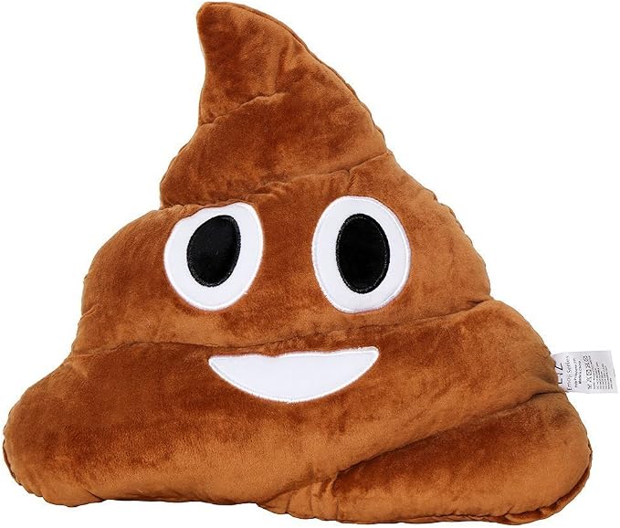 EvZ Official Certified Poo Emoji Pillow - 32cm Large Soft Plush Smiling Poop Emoticon Cushion - Iconic Funny Decorative Stuffed Toy for Kids, White Elephant Gift & Home Decor (Brown) by EvZ