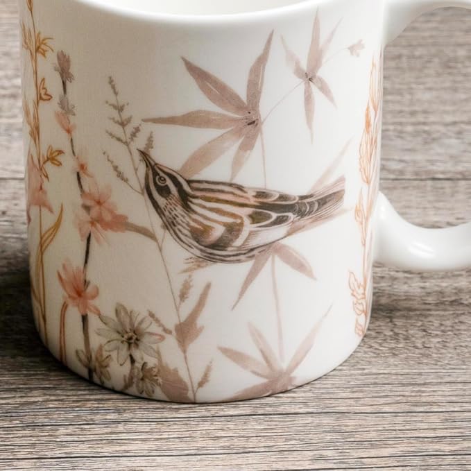 Maison d' Hermine Coffee Mug with Handles Tea Cups (15 Ounce, Pack of 1) | Fine Bone China Coffee Mugs for Hot Beverages Cappuccino Latte Home Spring Summer -Meadow Florals - Beige - Meadow Morning - Image 4