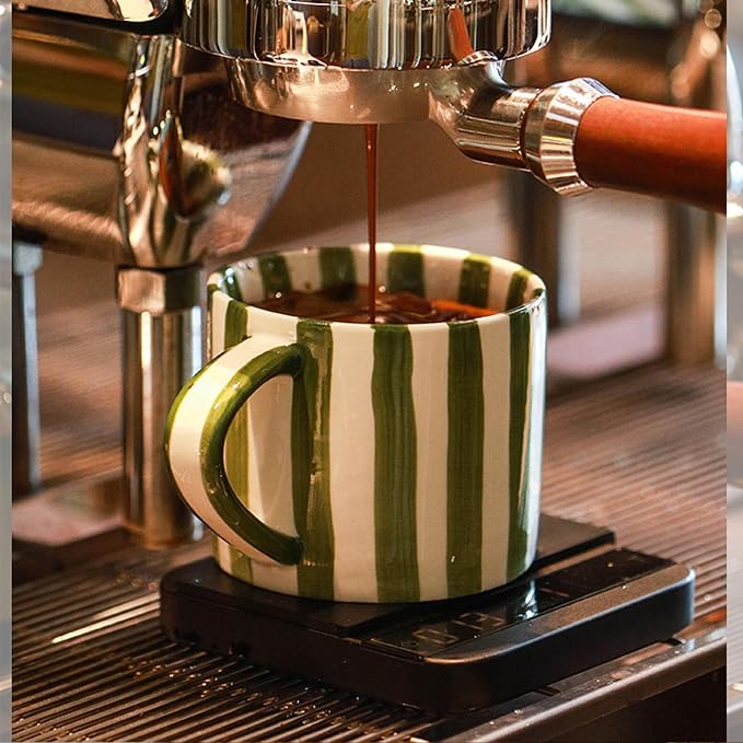 8 Oz Coffee Mug Large Espresso Cups With Saucer Ceramic Coffee Mugs Porcelain Coffee Cup With Saucer Hand-Painted Striped Art Cup And Saucer,C - Image 2