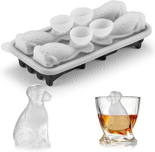 Golden Retriever Dog Ice Cube Mold, 4 Hole Fun Shapes Large Ice Cube Tray for Whiskey,Cocktail,Bourbon, Cute Novelty Golden Retriever Dog Gifts for Women, BPA Free