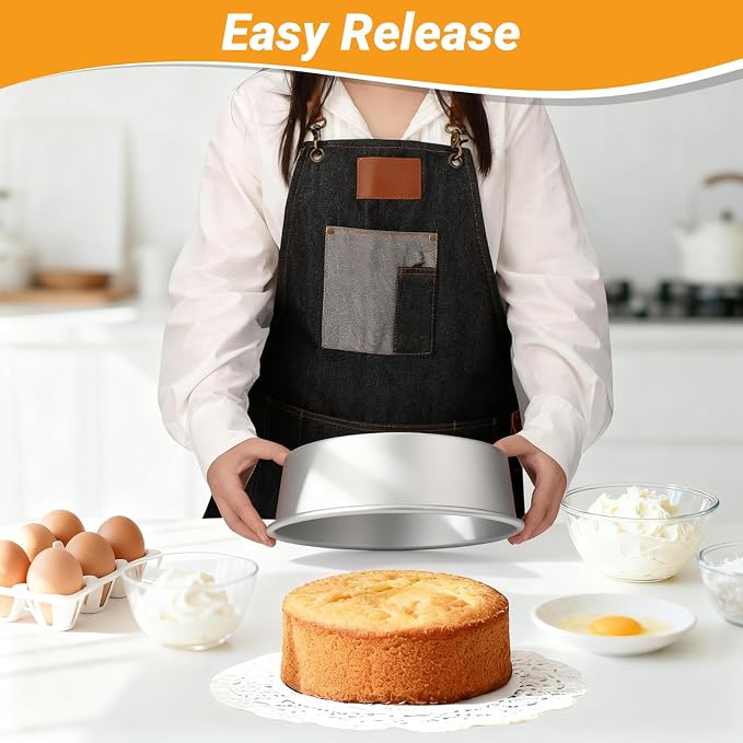 Beasea 10 Inch Cake Pans Set of 3, Large Aluminum Alloy Round Cake Pans for Baking, Layered Cakes Tin Mold for Wedding Birthday Party - Fixed Bottom - Image 5