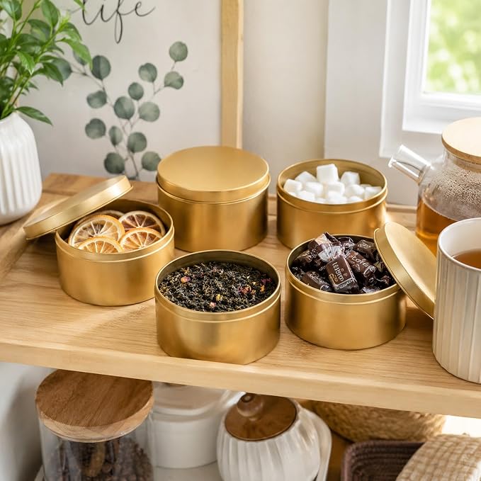 4pcs Large Round Metal Tin Box Cookie Candy Container with Lids | Lidded Design Round Metal Cookie Tin Boxes For Home And Office Decor Kitchen Displays - Image 6
