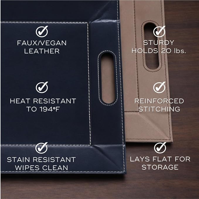 2-in-1 Serving Tray & Placemat | Faux Leather & Reversible | Lays Flat as a Placemat or Folds into an Ottoman Food Tray, Easy to Clean - Image 6