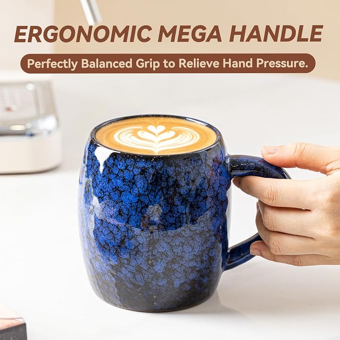 Cosmic Nebula Ceramic Coffee Mug - 21 oz Large Coffee Cup with Ergonomic Handle, Unique Reactive Glaze Ceramic Mug for Office Home, Birthday Gifts for Men Women - Image 7