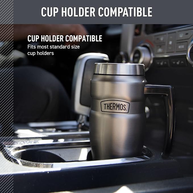 THERMOS Stainless King Vacuum-Insulated Travel Mug with Handle - 16oz, Rustic Red - Thermos Tumbler for Hot & Cold Drinks - Leak-Proof & Sweat-Proof Stainless Steel Coffee Mug with Lid for Commuting - Image 3