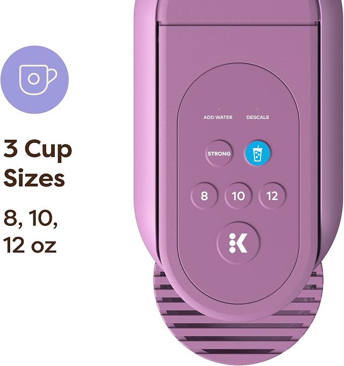 Keurig K-Mini Mate Plus Single-Serve K-Cup Pod Coffee Maker, Compact, 3 Cup Sizes, Brew Over Ice and Strong Button Features, 50 oz Removable Reservoir, Wild Orchid - Image 6