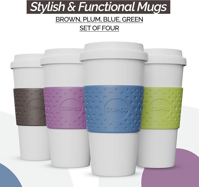 Copco Acadia Travel Mug, 16 Oz - Black, Plum, Blue, Green, Set of 4 - Image 8