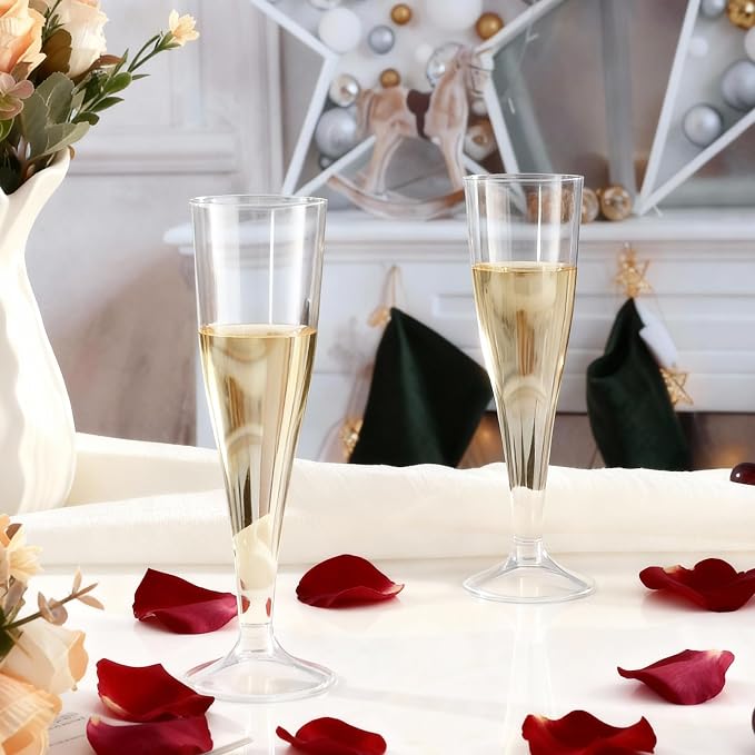 Bestluck 100Pack 4.5oz Clear Champagne Flutes Plastic | Plastic Disposable Stemware, Disposable Champagne Flutes for Party, Mimosa Bar, Wedding, Anniversary and Graduation - Image 5