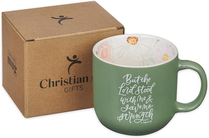 Christian Art Gifts Inspiring Ceramic Coffee Mug for Women: Lord Stood with Me Bible Verse, Microwave & Dishwasher Safe Novelty Cup, Sturdy Handle, Encouraging Gift for Women, Green Floral, 14 oz. - Image 7