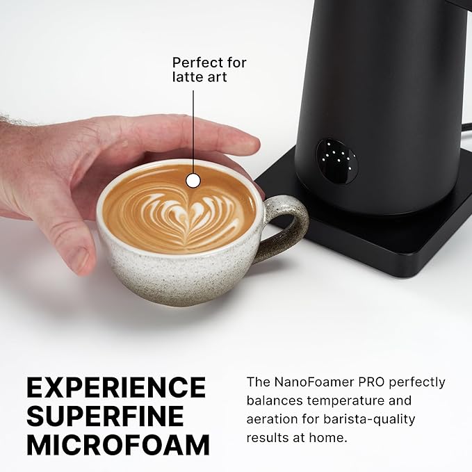 Subminimal NanoFoamer Pro Gen-2 – Revolutionary Hands-Free Microfoam Milk Maker for Cafe-Quality Foam, Coffee Bar Accessories for Dairy & Plant-Based Milk, Coffee Lover Gifts – US Plug Type