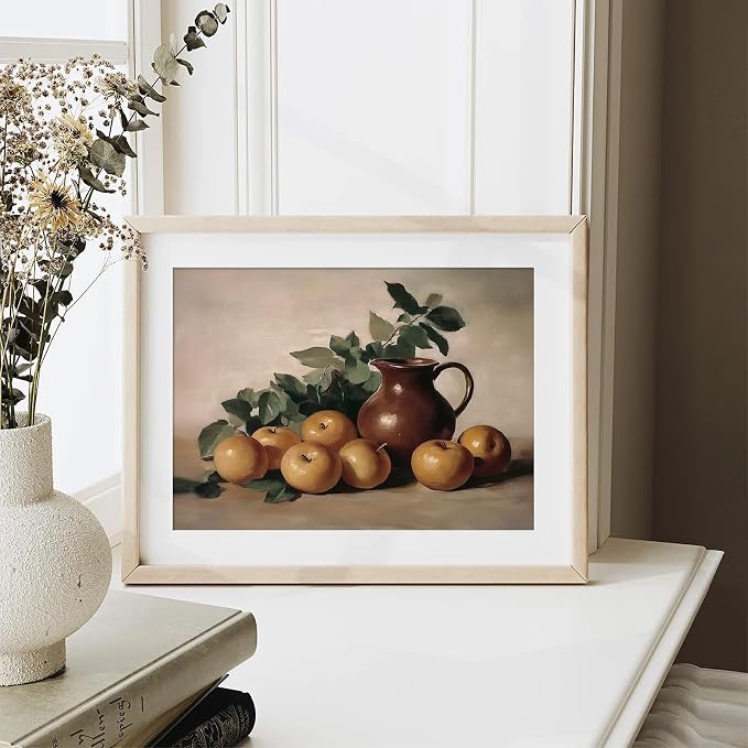XOCUUI Farmhouse Canvas Vintage Aesthetic Room - Harvest Apples Still Life Oil Painting Artwork Abstract Decor Pictures Prints - Farmhouse Fruit for Bedroom Kitchen 8x10in - Unframed - Image 3