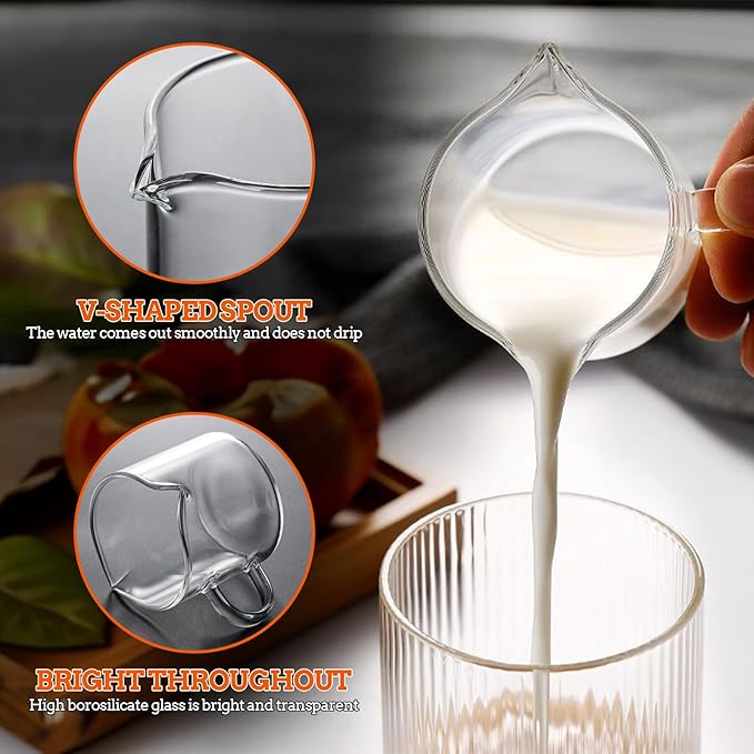 Glass Espresso Cups Set of 2, 4 OZ Double Spouts Cups, Espresso Coffee Bar Espresso Accessories