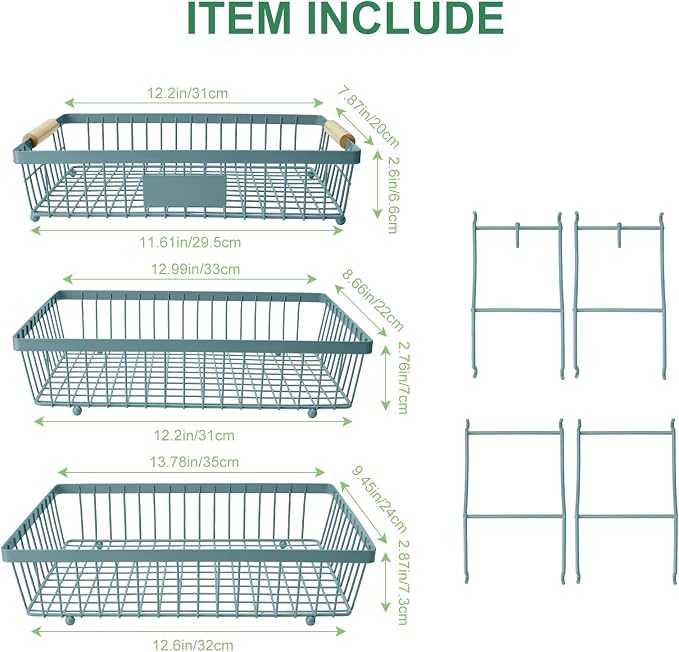 3 Tier Fruit Basket with 2 Banana Hangers, Mesh Basket Fruits Stand Produce Holder Organizer for Onion Potato Bread Snack Veggie Blue - Image 2