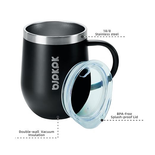 BJPKPK 2PCS Insulated Coffee Mug with Lid, 12oz Stainless Steel Tumbler | Travel Coffee Mug with Handle, Vacuum Insulated Tumbler Cup for Camping, Office, Home, BPA Free Lid, Hot & Cold - Image 2