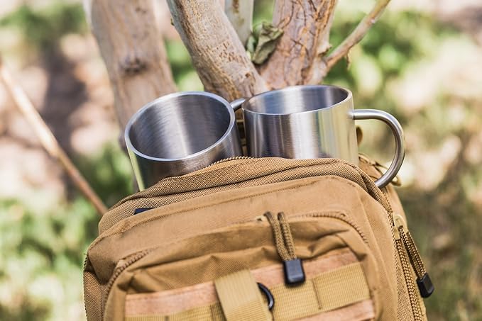 Stainless Steel Coffee Mugs – 15 oz Double Wall Stainless Steel Mugs with Handle, Metal Coffee Cups for Tea, Insulated Mug Set of 2 – BPA Free, Durable, Unbreakable Metal Coffee Mugs for Camping - Image 8