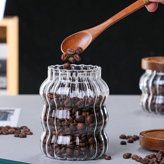 Glass Food Storage Container Jar with Airtight Seal Acacia Wood Lids Kitchen Clear Glass canister Coffee, Bean,Tea,Spice Containers Sugar,Cookies,Nuts,Snack,Candy Jar - Image 9