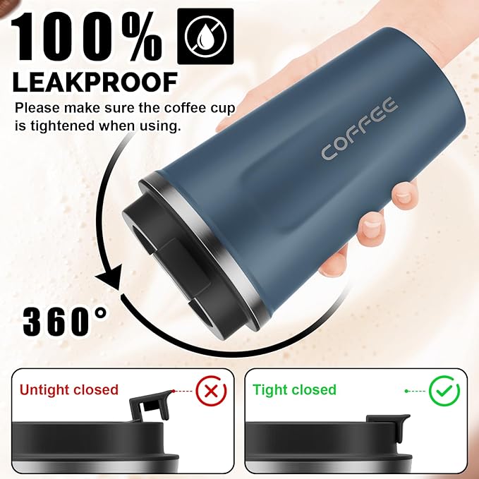 MOMSIV 17oz Travel Mug, Insulated Coffee Cup with Leakproof Lid, Vacuum Stainless Steel Double Walled Reusable Tumbler for Hot and Cold Water Coffee and Tea In Travel and Car | 6-Hour Heat Retention, 360°Leak proof, Vacuum Stainless Steel Double Walled... - Image 4