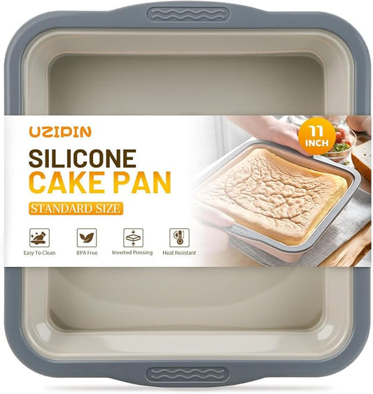 7x7 Silicone Square Cake Pan with Metal Reinforced Edge, Nonstick Brownie Baking Pan, BPA Free, Oven Safe Flexible Silicone Mold, Suitable for Making Cakes, Brownies, Bread, Pie, Lasagna by Unknown