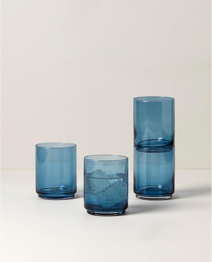 Lenox 894462 Tuscany Classics Stackable 4-Piece Tall Glasses, Blue, 14 oz - Image 3