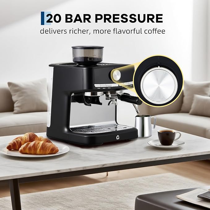 Deluxe Espresso Machine with Double Boiler, Built-in Burr Grinder | 30 Grind Settings, 1.5L Removable Tank, Use Milk Frother and Brew Espresso Simultaneously, Coffee Maker Steam Wand - Image 5