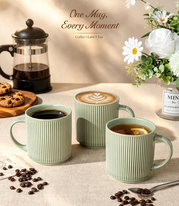GBhome Coffee Mugs Set of 6，16 oz Coffee Cups with Handle | Cups for Latte, Tea, Cocoa & Milk, Ideal for Daily Use & Gifts, Microwave & Dishwasher Safe, Light Green - Image 8