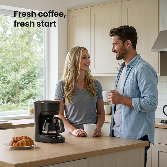 Kismile 5-Cup Drip Coffee Maker, LED Display, Timer,Anti-Drip & Shut-Off | Small Coffee Maker with Dry-Boil Protection, Removable Funnel, Compact, Ideal for Home & Office - Image 8