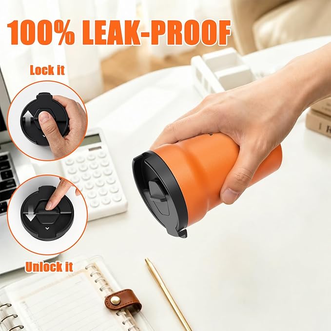 CHEERFUL GOAT Insulated Coffee Mug – Stainless Steel Travel Coffee Tumbler with Ceramic Liner, 12oz Coffee Cup for Hot and Cold Water Coffee at Home, Office, or On the Go (orange) - Image 6