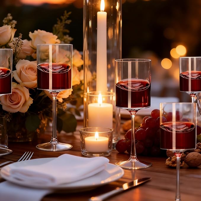 Lullaby 12PCS 9OZ Stemmed Clear Plastic Wine Glasses, Disposable Wine Cups | Elegant Plastic Champagne Glasses, Unbreakable and Crystal Clear Disposable Plastic Goblets for Party, Wedding and Daily Use - Image 8
