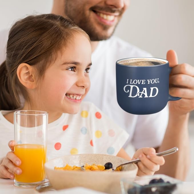 Christian Art Gifts I Love You, Dad Ceramic Coffee Mug, Non-toxic, Microwave/Dishwasher Safe, Navy Blue & White, 14 oz., Gift for Dad, Malachi 4:6 Bible Verse on Back - Image 5