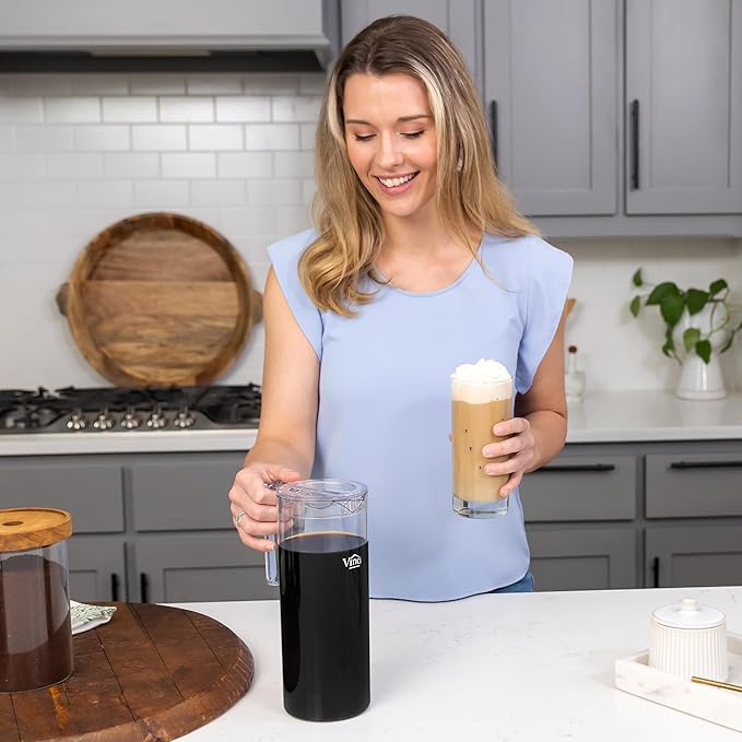 VINCI Express 2 Electric Cold Brew Coffee Maker: 37 oz., Fast, Customizable, Low-Acid Brews with Patented Circle Flow Technology, 3 Brew Settings, Self-Cleaning Function (Plastic Carafe)