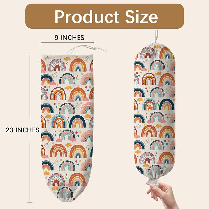 Plastic Bag Holder Dispenser, Plastic Grocery Bag Organizer & Wall Mount Paper Trash Bags Saver Storage for Kitchen Home Pantry Decor, Colorful Rainbow Kitchen Decor Shopping Bags Storage Dispenser - Image 2