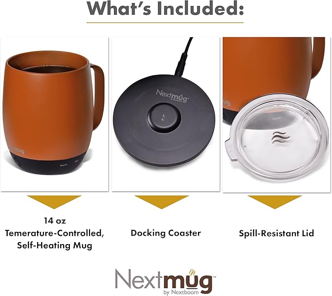Nextmug - Temperature-Controlled, Self-Heating Coffee Mug (Spice - 14 oz.)