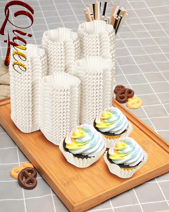 qiqee Square Cupcake Liners, 500 Count, White,Standard Size - Image 7