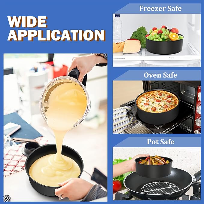 P&P CHEF 8 Inch Cake Pan Set, 1Pc Non-stick Round Baking Cake Pans Tins | Stainless Steel Core & Nonstick Coating, Good for Baking Layer Tier Cakes for Birthday Wedding, Deep Side & One-piece Design - Image 7
